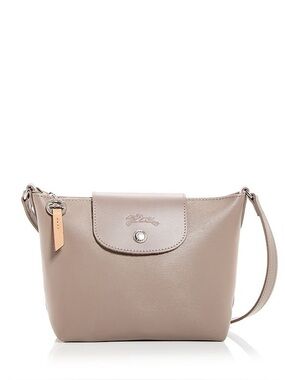 Longchamp Crossbody Bag in Taupe Gray Leather